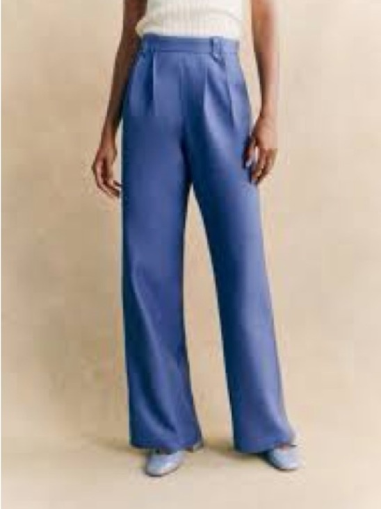 Ralph Lauren Pants - Ralph Lauren Periwinkle silk Wide-Leg Tailored Trousers